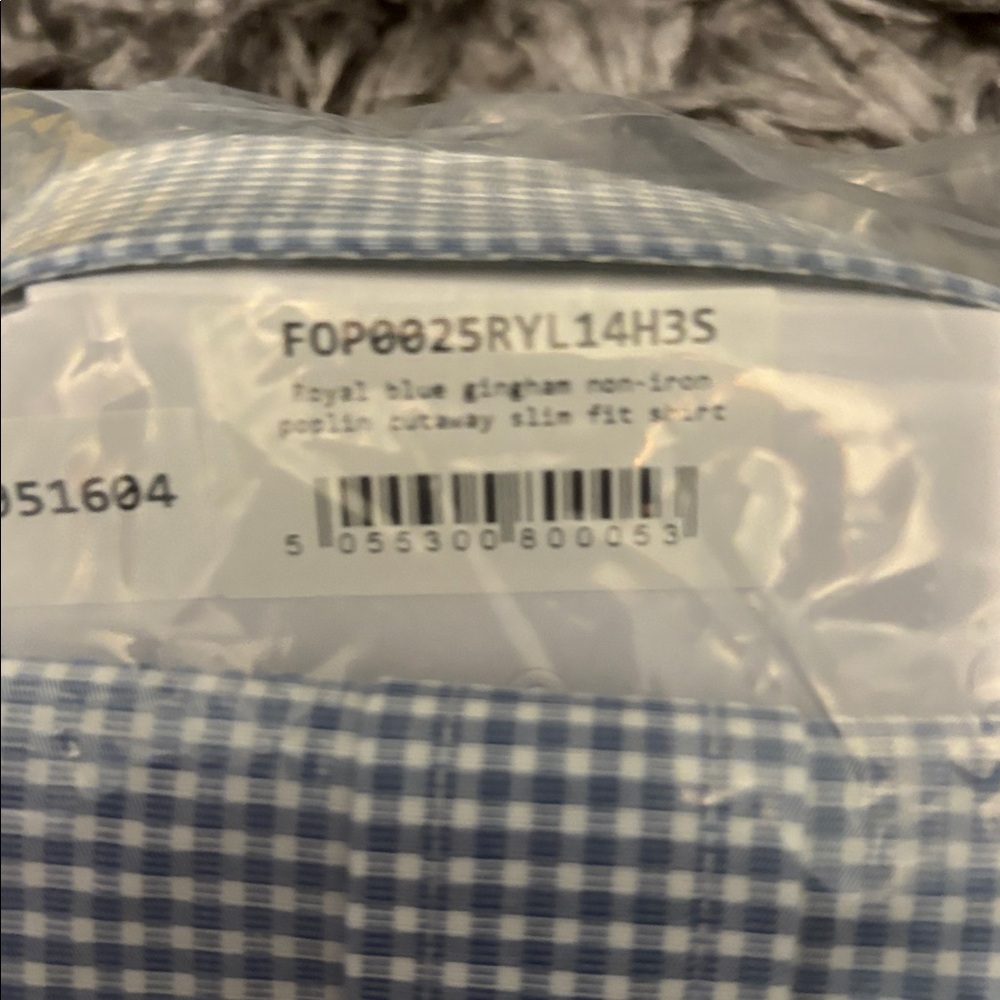 Non-Iron Stretch Poplin Gingham Shirt - Royal Blue - Picture 4 of 4